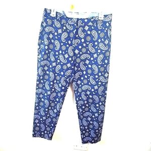 Talbots Navy Paisley Print  chinos Size 6P New